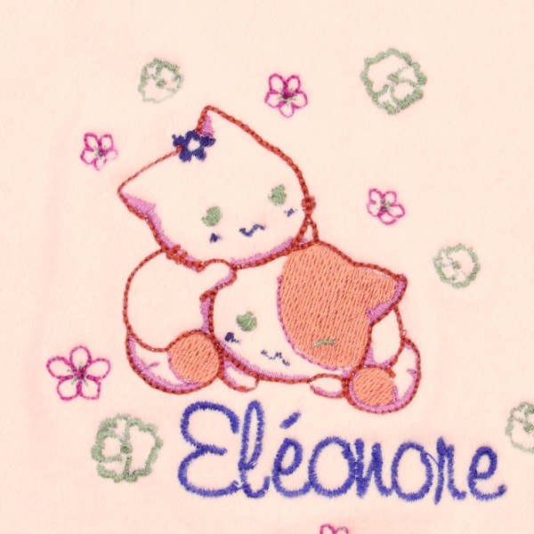 Echarpe-enfant-brodée-chaton-coton-biologique-rose-poudre