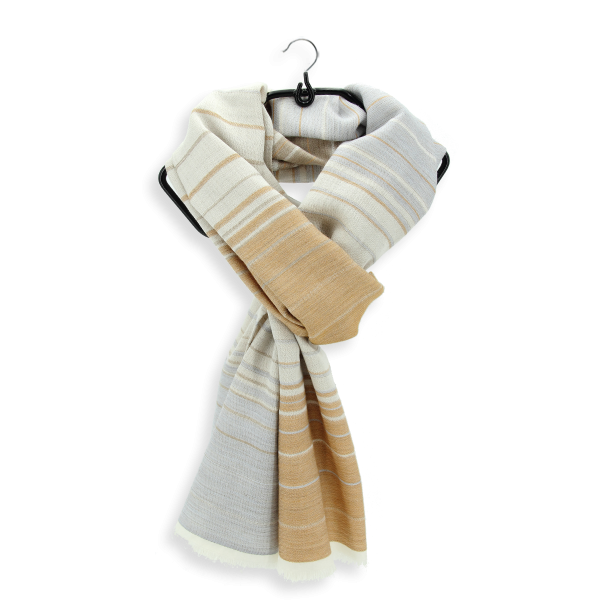 Echarpe-femme-laine-gris beige-traits
