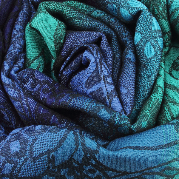 Echarpe-femme-laine mérinos-modal-bleu-vert-Style