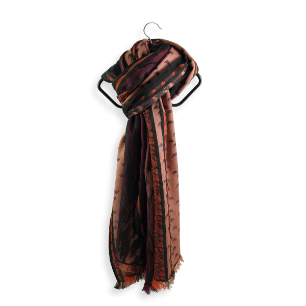 Echarpe-homme-laine-merinos-soie-bordeaux rouille-atome