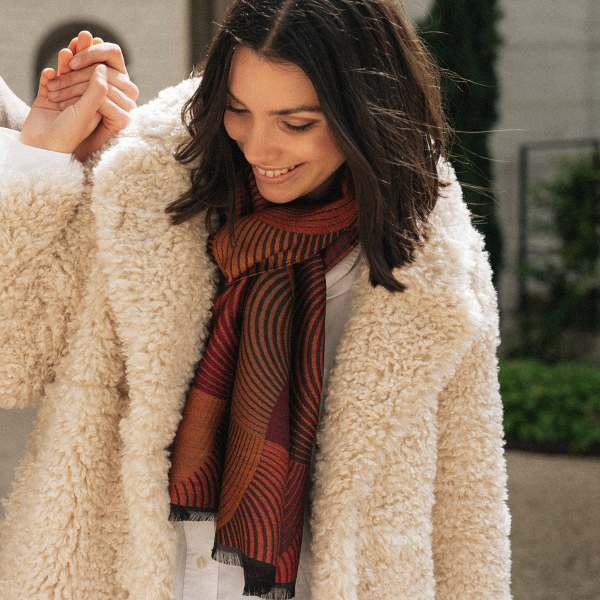 Echarpe-femme-100% naturelle-ocre-Spire