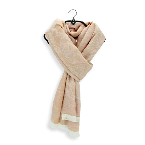 Echarpe-femme-cachemire-rose-oiseaux du paradis