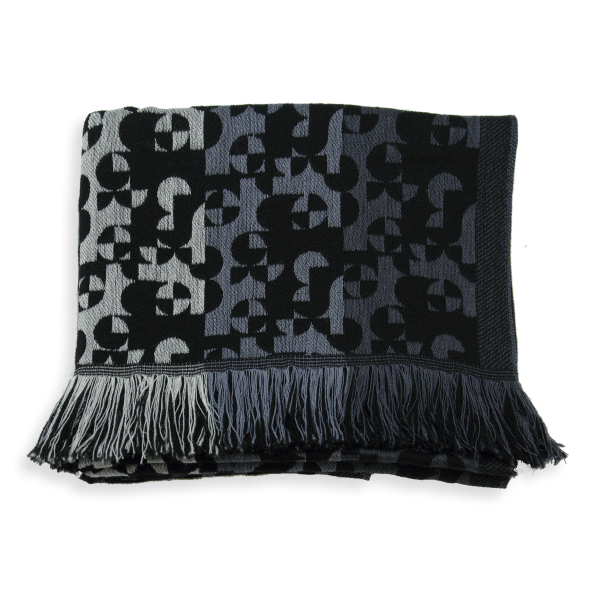 Echarpe-homme-laine mérinos-modal-noir-gris-Running