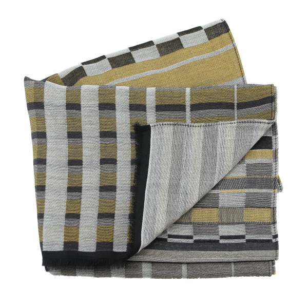 Echarpe-homme-gris-jaune-laine-coton-Parade