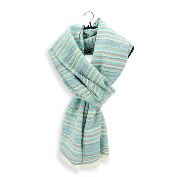 Echarpe-homme-laine-turquoise-Rayé