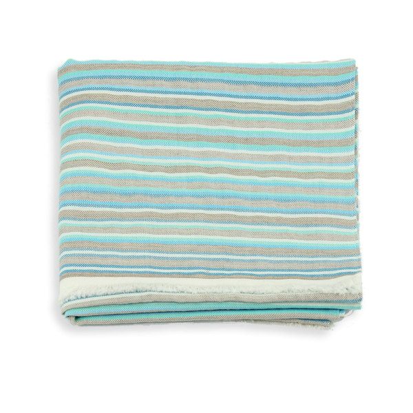 Echarpe-homme-laine-turquoise-Rayé