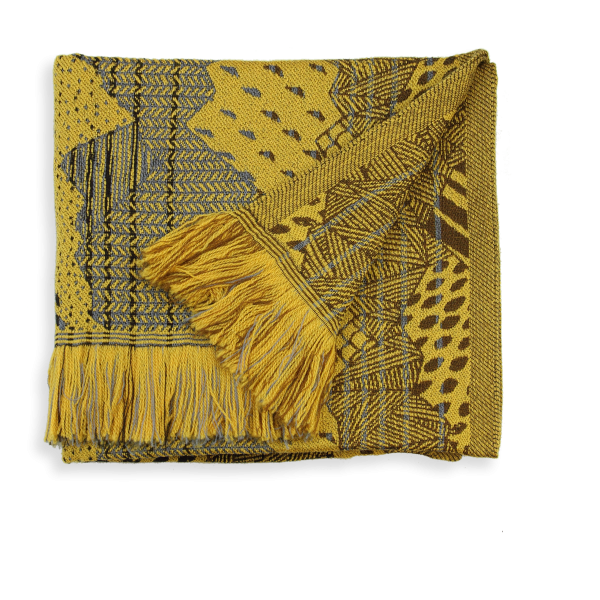Echarpe-homme-femme-laine mérinos-modal-jaune-marron-Nébuleuse