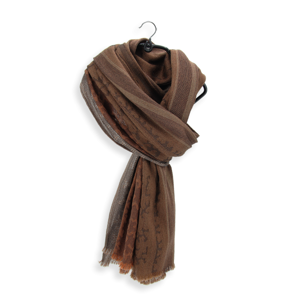 Echarpe-laine-soie-femme-marron-Arborescence-fabrique-en-France