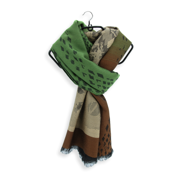 Etole-femme-delice-laine-modal-marron-vert