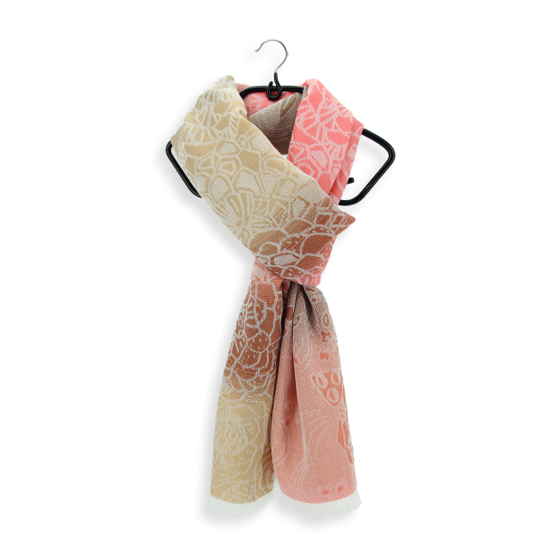 Echarpe-femme-laine mérinos-modal-beige-corail-Style