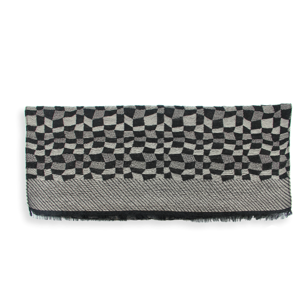 Echarpe-homme-laine mérinos-modal-noir-beige-Racing