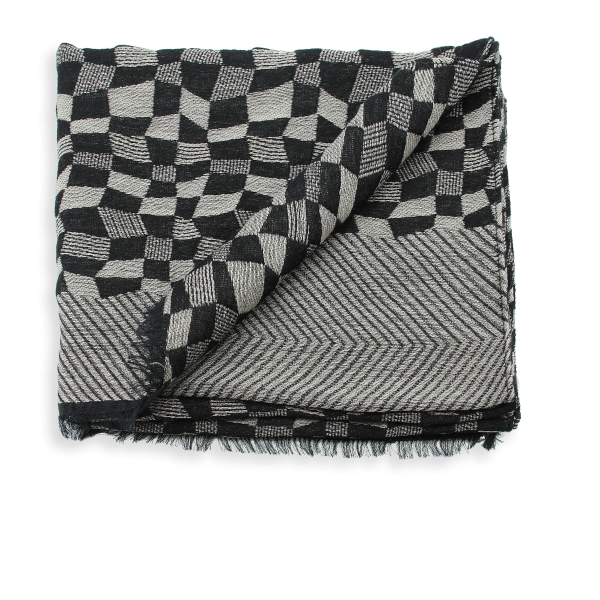 Echarpe-homme-laine mérinos-modal-noir-beige-Racing