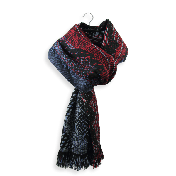 Echarpe-homme-femme-laine-sport-hiver-rouge-noir-Nebuleuse