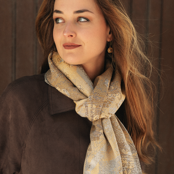 Etole-femme-laine-soie-coton-doré-Cache-cache