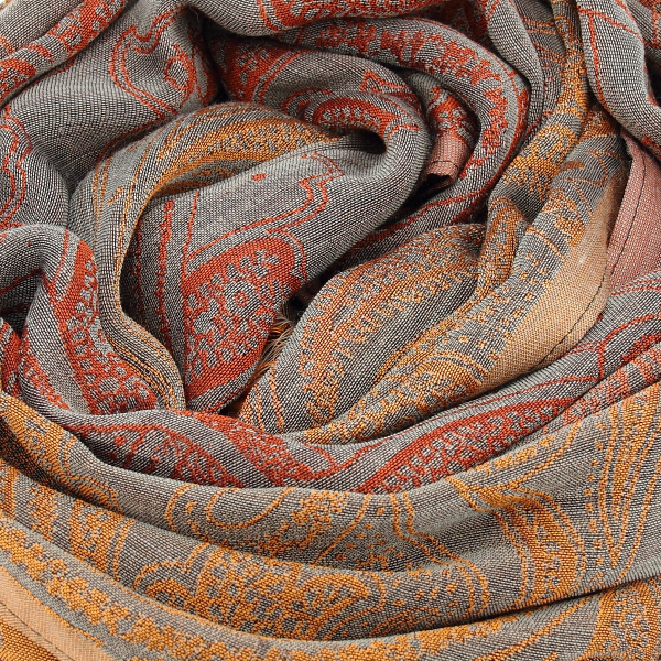 Echarpe-femme-laine-mérinos-soie-roux-marron-Mélodie