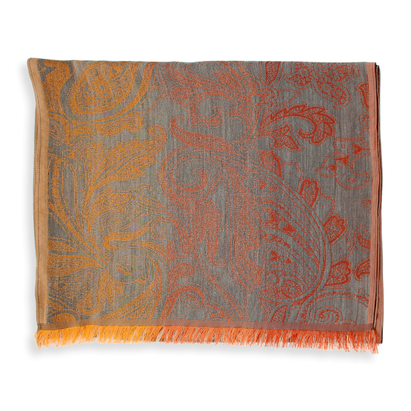 Echarpe-femme-laine-mérinos-soie-roux-marron-Mélodie