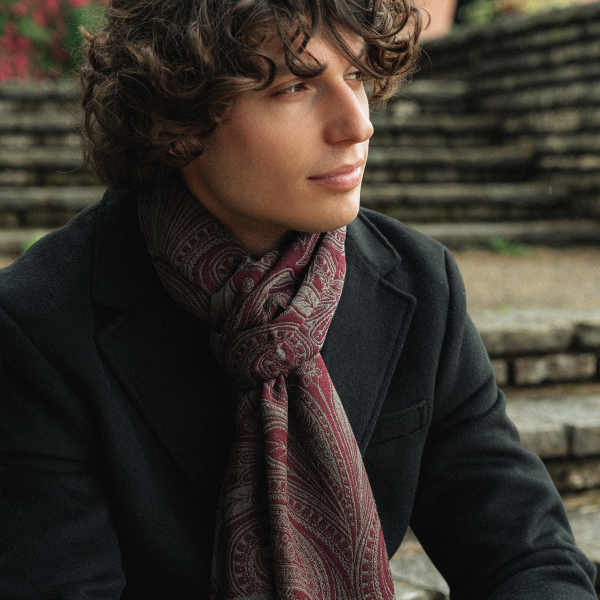 Echarpe-homme-laine-soie-rouge-bordeaux-Tradi
