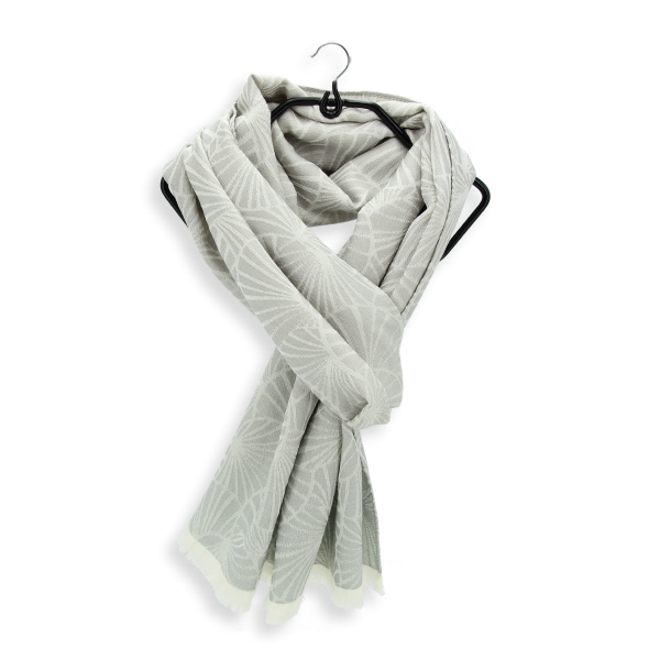 Echarpe-femme-laine-soie-gris perle-Nénuphar