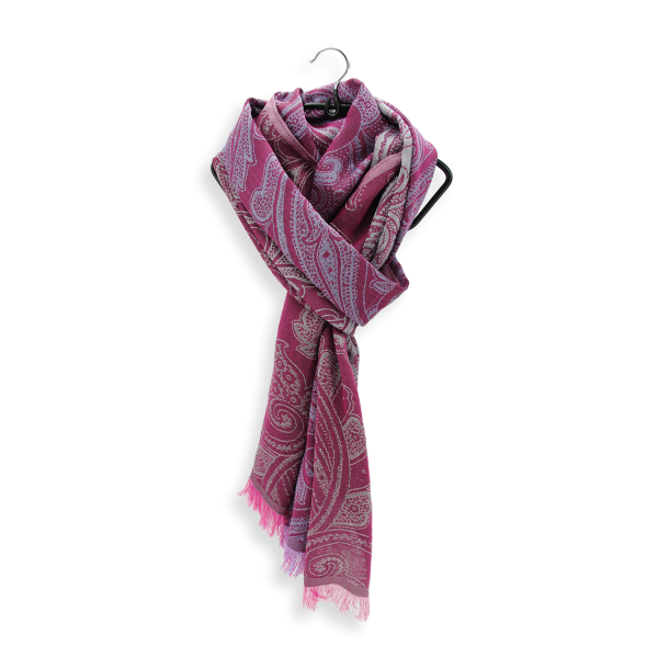 Echarpe-femme-laine-mérinos-soie-rose-magenta-Mélodie