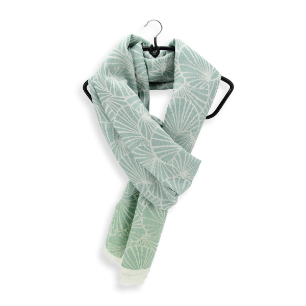 Echarpe-femme-laine-soie-vert quartz-Nénuphar