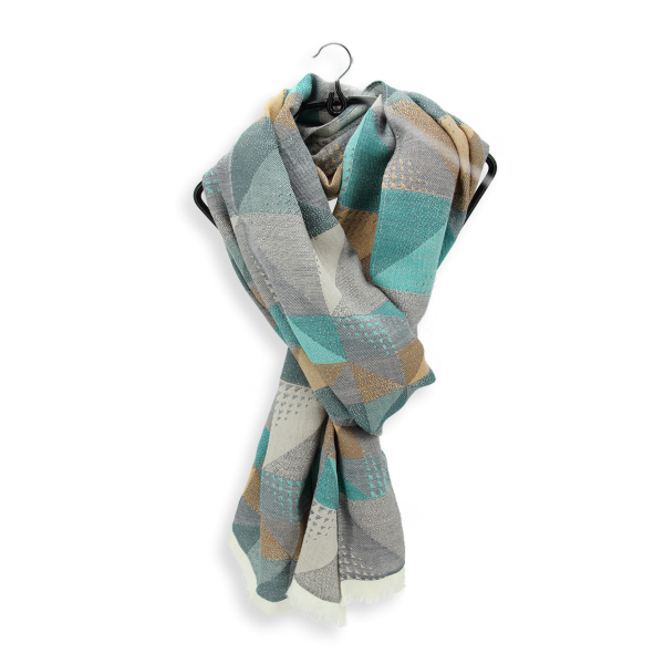 Echarpe-femme-laine-turquoise-kaléidoscope