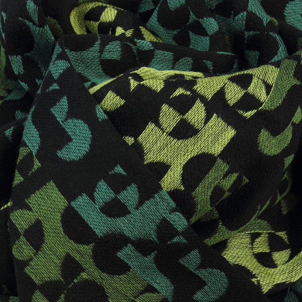 Echarpe-homme -laine mérinos-modal-noir-vert-Running