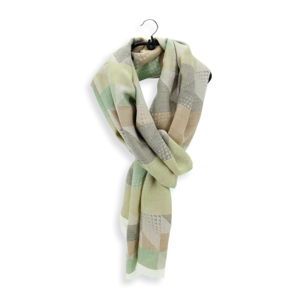 Echarpe-femme-laine-vert kaki-kaléidoscope