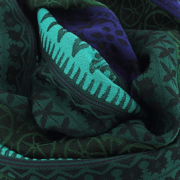 Echarpe-femme-laine-modal-vert-turquoise-Précieux