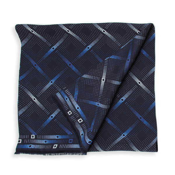 Echarpe-homme-100% soie bio-bleu-Ombre