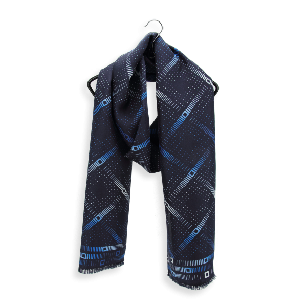 Echarpe-homme-100% soie bio-bleu-Ombre