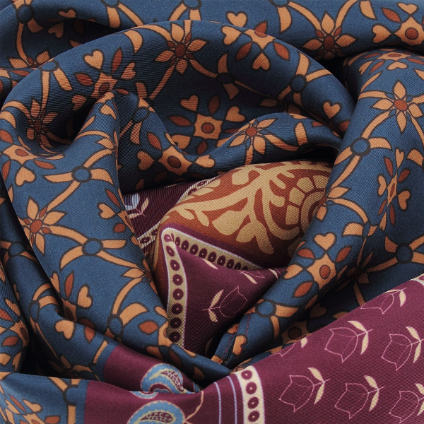 Foulard-soie bio-homme-imprimé-bordeaux