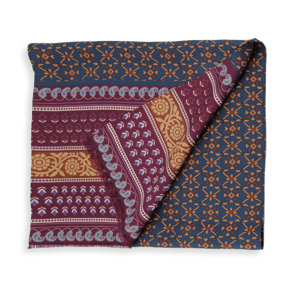 Foulard-soie bio-homme-imprimé-bordeaux