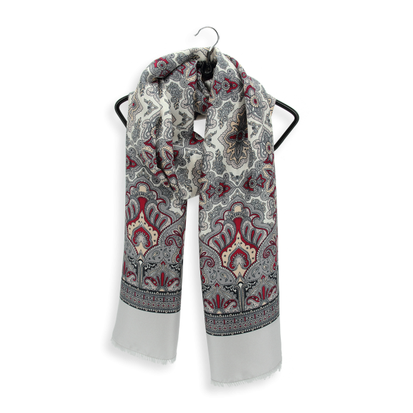 Echarpe-homme-100% soie GOTS-gris-Elégant