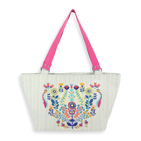 women’s-embroidered-woven bag-solstice d'été-argent