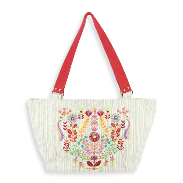 women’s-embroidered-woven bag-solstice d'été-gold