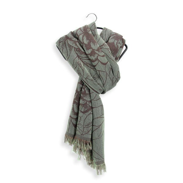 Etole-femme-cachemire-soie-coton-vert-marron-Ronsard