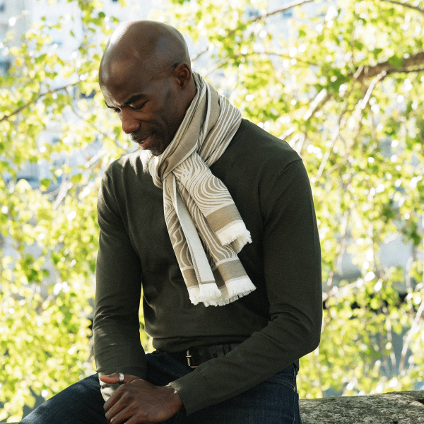 Etole-homme-cachemire-kaki-Tramage