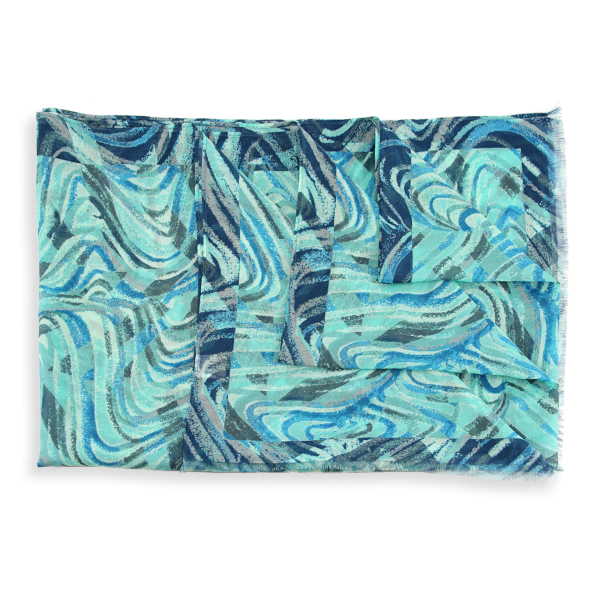 Cheche-femme-imprimé-bleu-coton-soie-Vagues