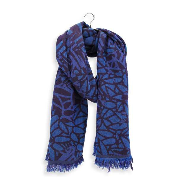 Etole-femme-laine mérinos-soie-bleu-prune-Savanna