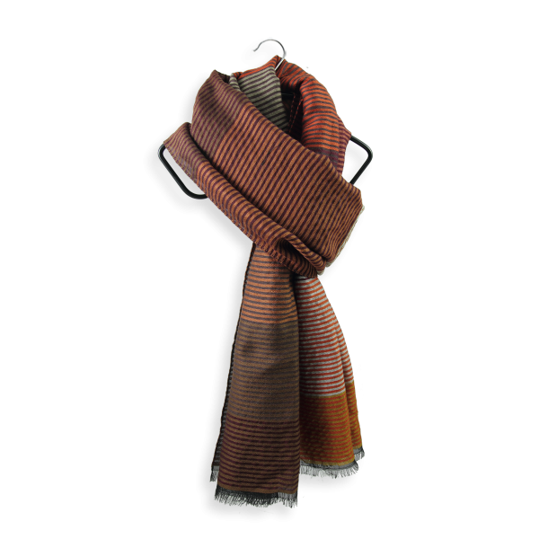 Etole-mixte-laine-coton-soie-marron-cuir-Kaleida