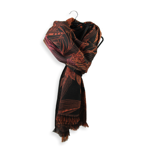 Echarpe-femme-laine-soie-coton-marron-orange-Venise