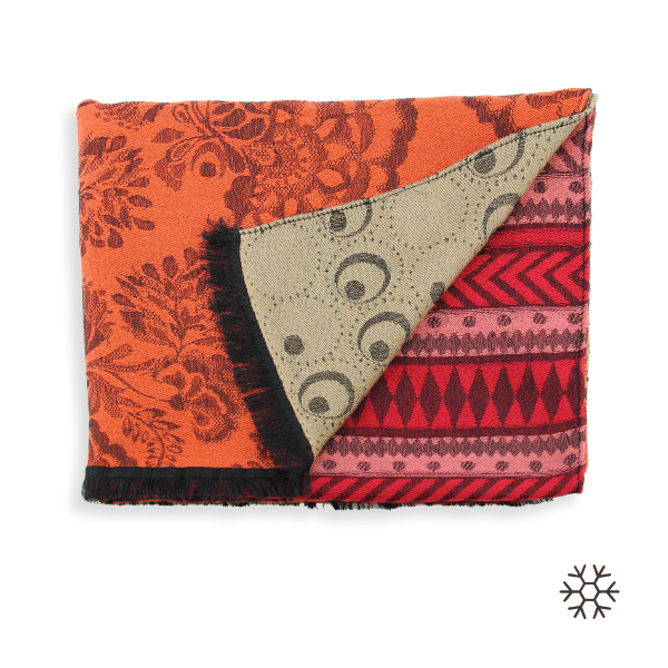 Echarpe-femme-laine-modal-orange-beige-Imaginaire