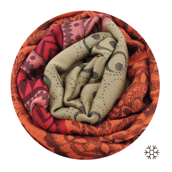 Echarpe-femme-laine-modal-orange-beige-Imaginaire