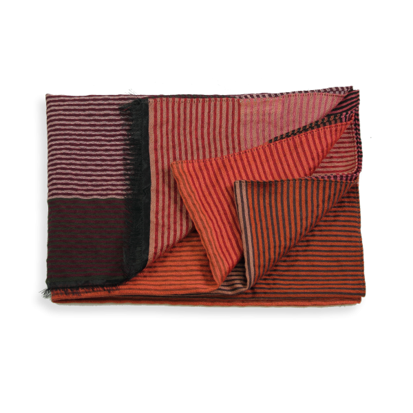Etole-femme-kaleida-laine-soie-coton-orange-rouille