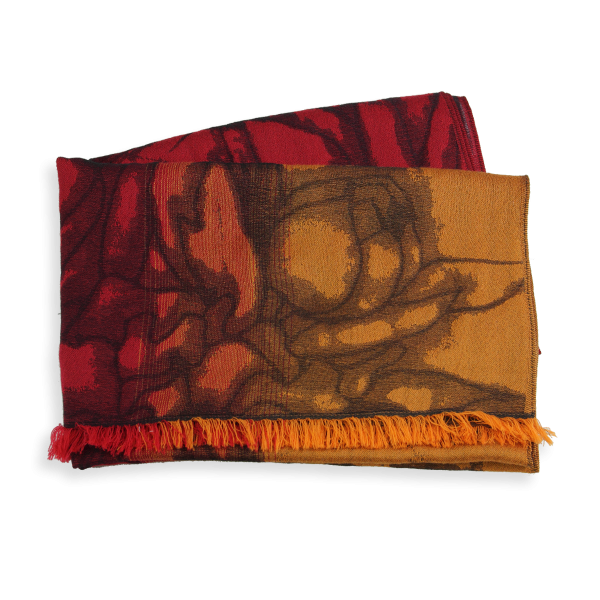 Echarpe-femme-laine-merinos-soie-fabrique-en-france-rouge-orange-Rosae