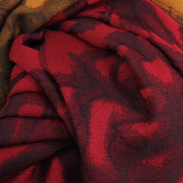 Echarpe-femme-laine-merinos-soie-fabrique-en-france-rouge-orange-Rosae