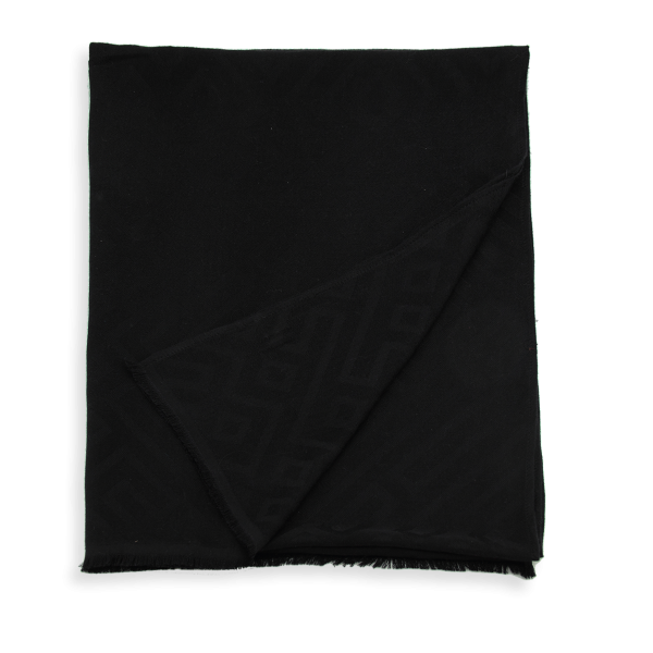 Echarpe-noire-homme-laine-soie-labyrinthe
