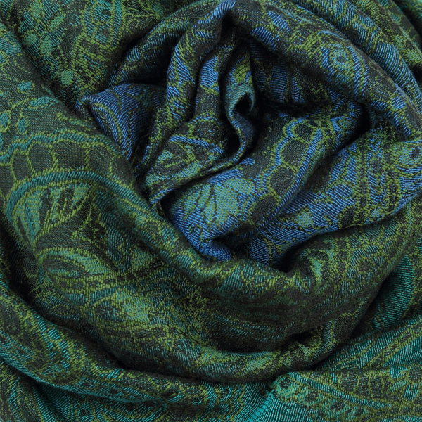 Etole-femme-laine-coton-soie-turquoise-vert-Paisley