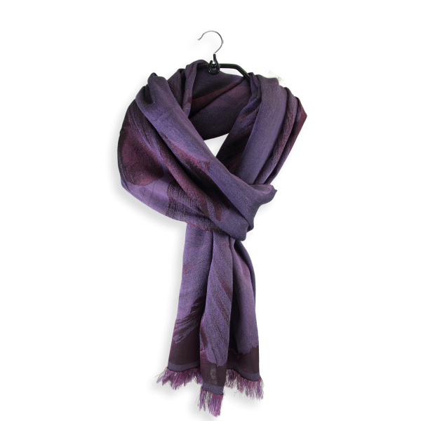Etole-cachemire-soie-femme-violet-parme-fabriqué-en-France-Sérénade