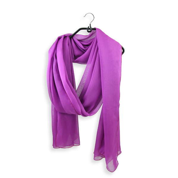 étole-femme-mousseline-soie-unie-rose-hortensia